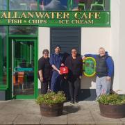 Life saving defibrillator goes up on the wall of The Allanwater Café
