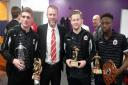 Ross Forsyth with manager Stuart McLaren, top scorer Steven Doris and Young Player of the Year Moses Olanrewaju