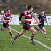 Stirling County's Sam Johnson & Nick Grigg charge forward against Ayr
