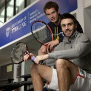Colin Fleming with Andy Murray at the National Tennis Centre on campus